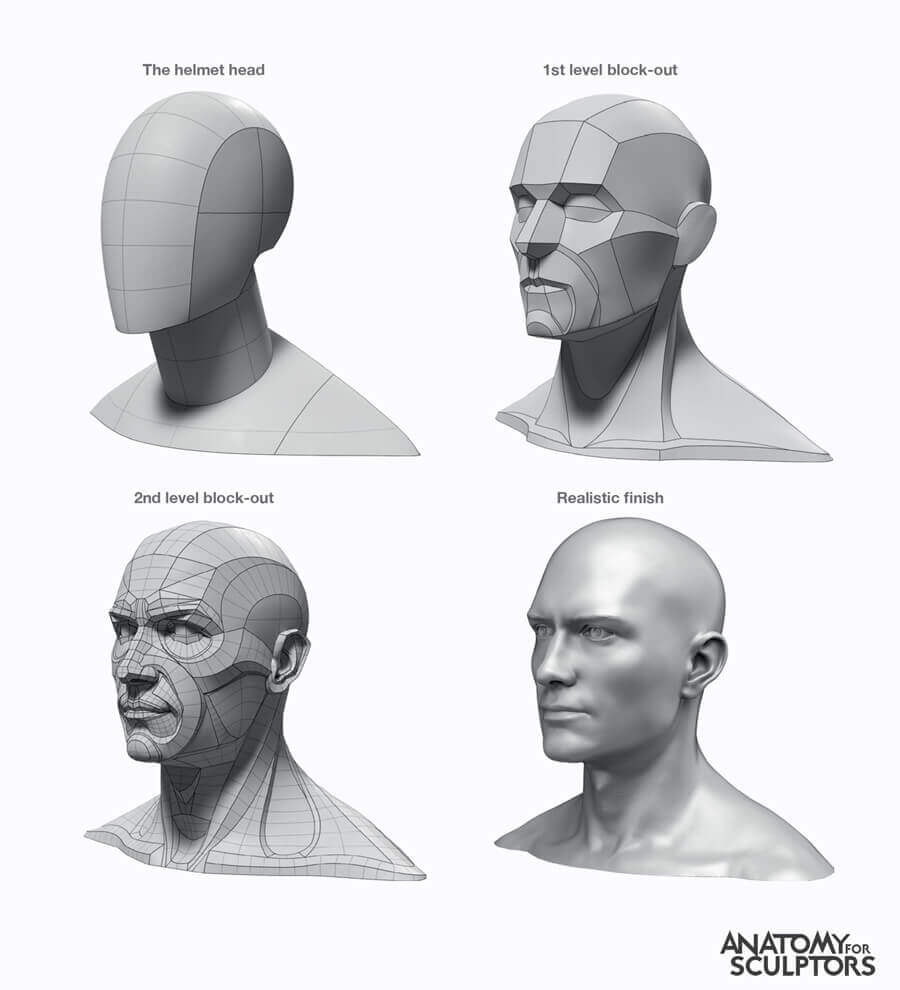 anatomia do método do capacete de cabeça e pescoço para