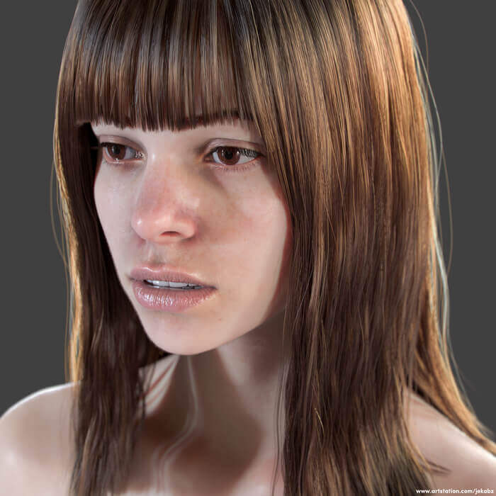 long straight hair 3D model