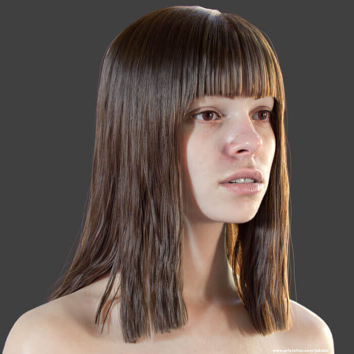 long straight hair 3D model